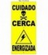 Placa de sinalização Cuidado Cerca Energizada 30x15 alumínio 2 lados